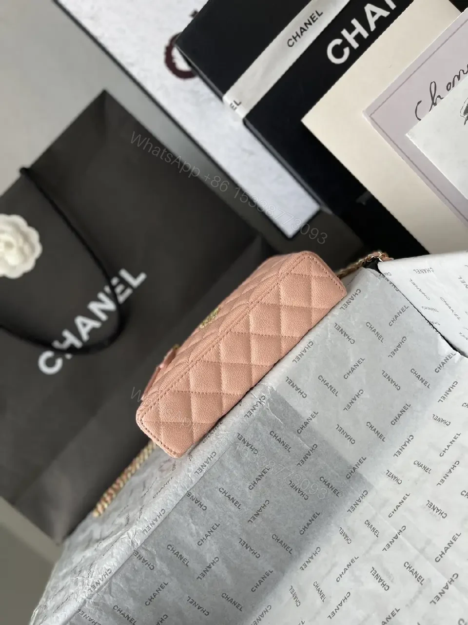 View 4 of Pearl Pink Quilted Chain Bag: Everyday Luxury