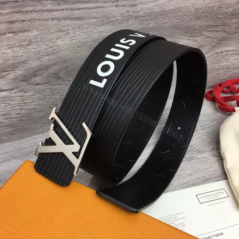 View 5 of Refined Black Calfskin Belt with LV Buckle â€“ Premium Style Finally