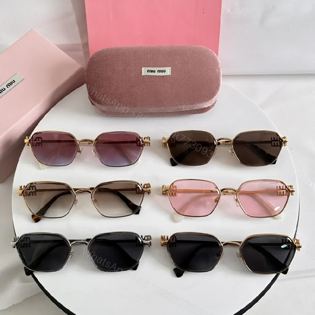 View 5 of Gold-Tone Hex Sunglasses with Cushioned Nose Pads