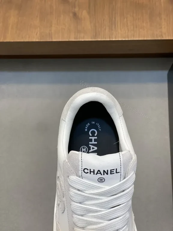 View 9 of White Leather-Trim Sneaker: luxury high-top with subtle Chanel-inspired detailing