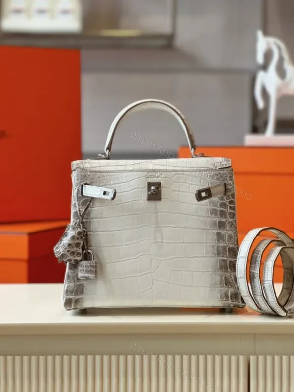 View 3 of HN 25 Himalaya Albino Genuine Crocodile Leather Palladium Hardware