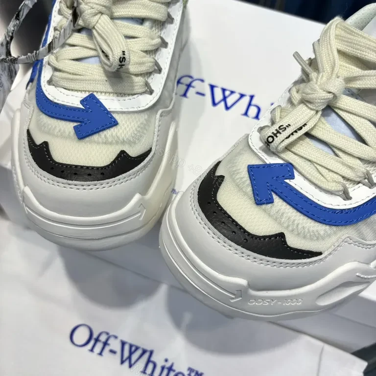 View 9 of Bold Streetwear Sneakers: Blue-Accent Textured Luxury High-Tops