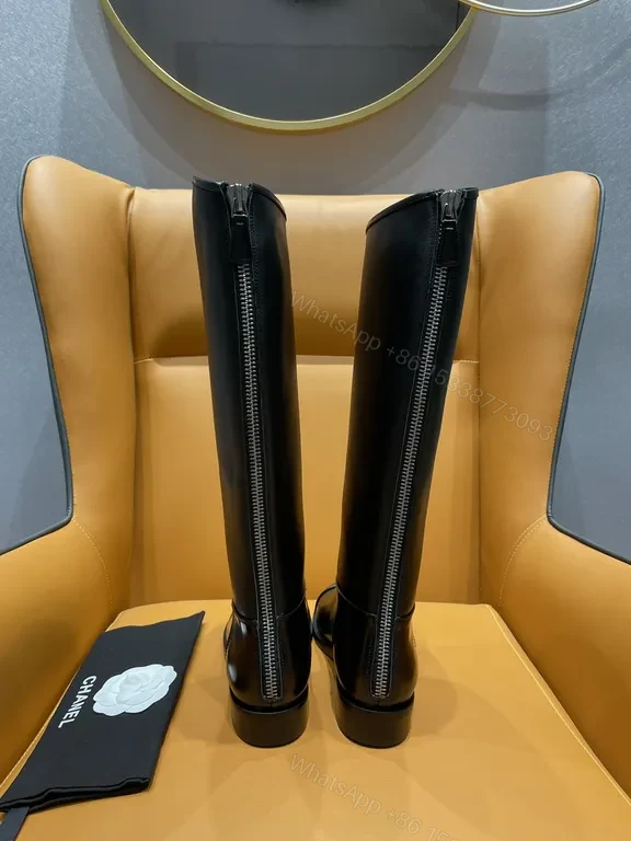 View 2 of Elegant Knee-High Leather Boots - Subtle Luxury Detailing
