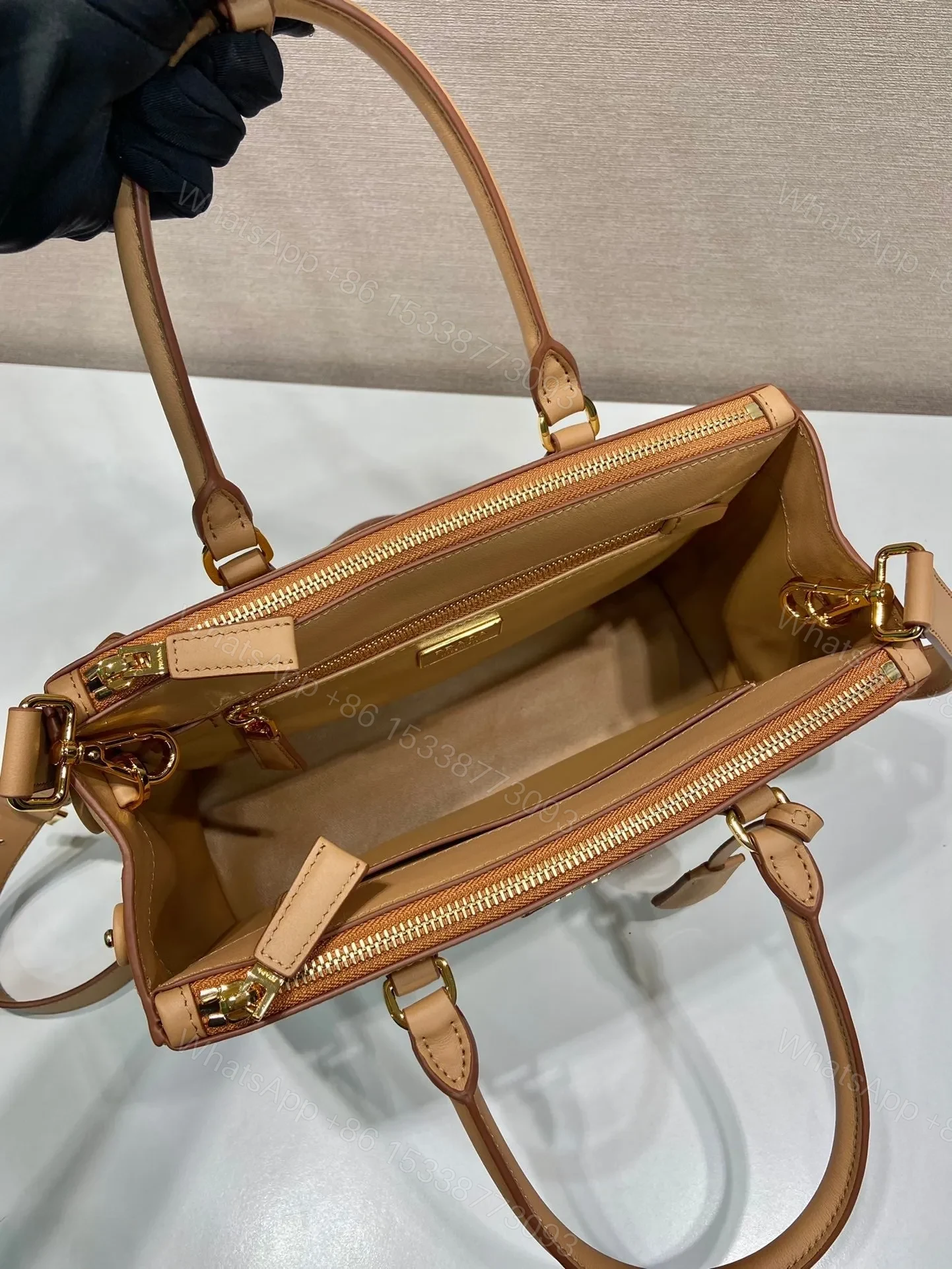 View 3 of GALLERIA TOP HANDLE BAG 32 IN OFF WHITE SAFFIANO LEATHER