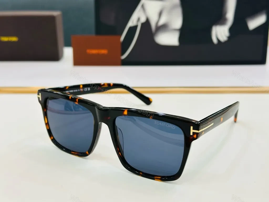 View 8 of Bold Black Sunglasses with Gold Accents - Luxury Tom Ford-Inspired Eyewear