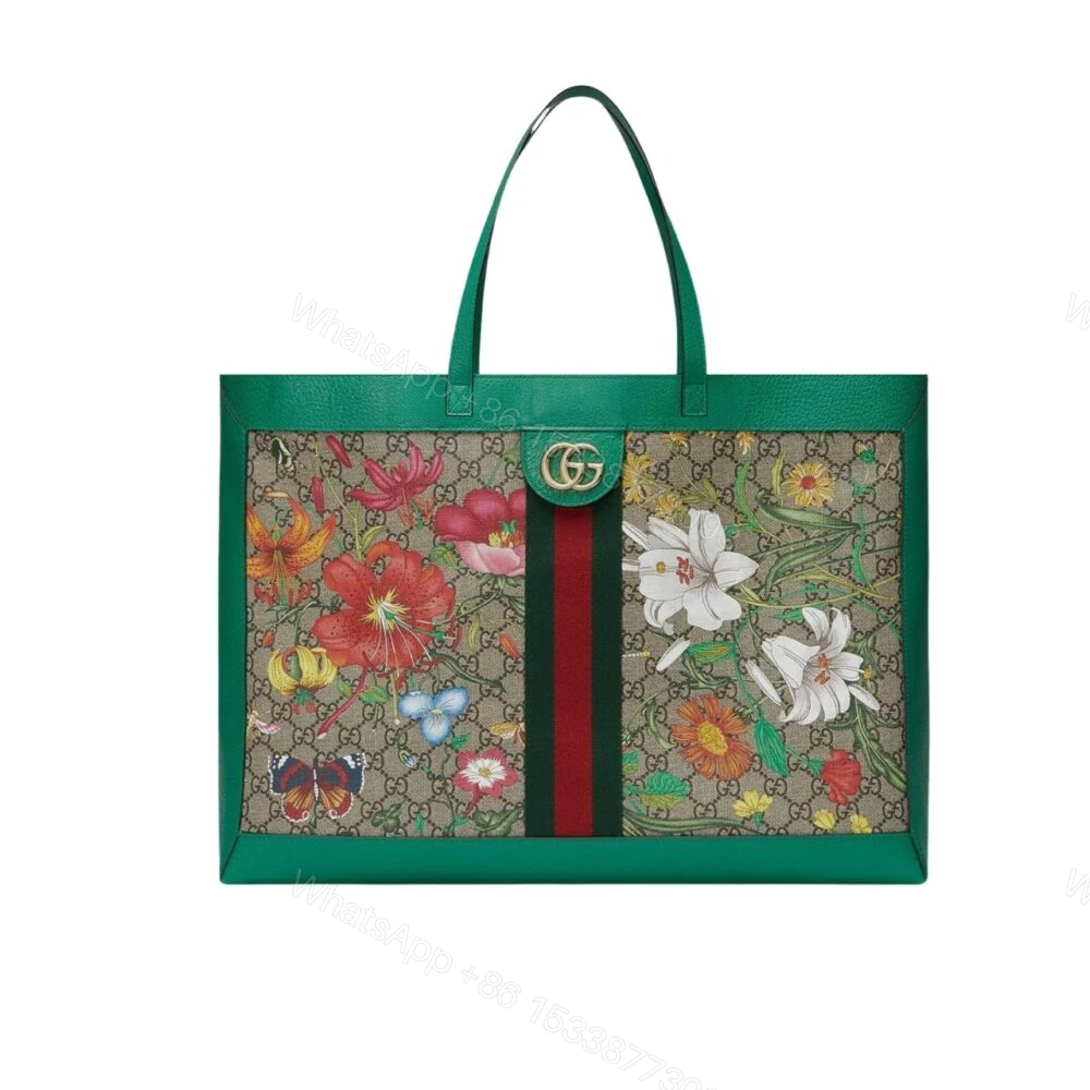 Gucci Ophidia GG Flora Medium Tote Green 44Cm — view 1