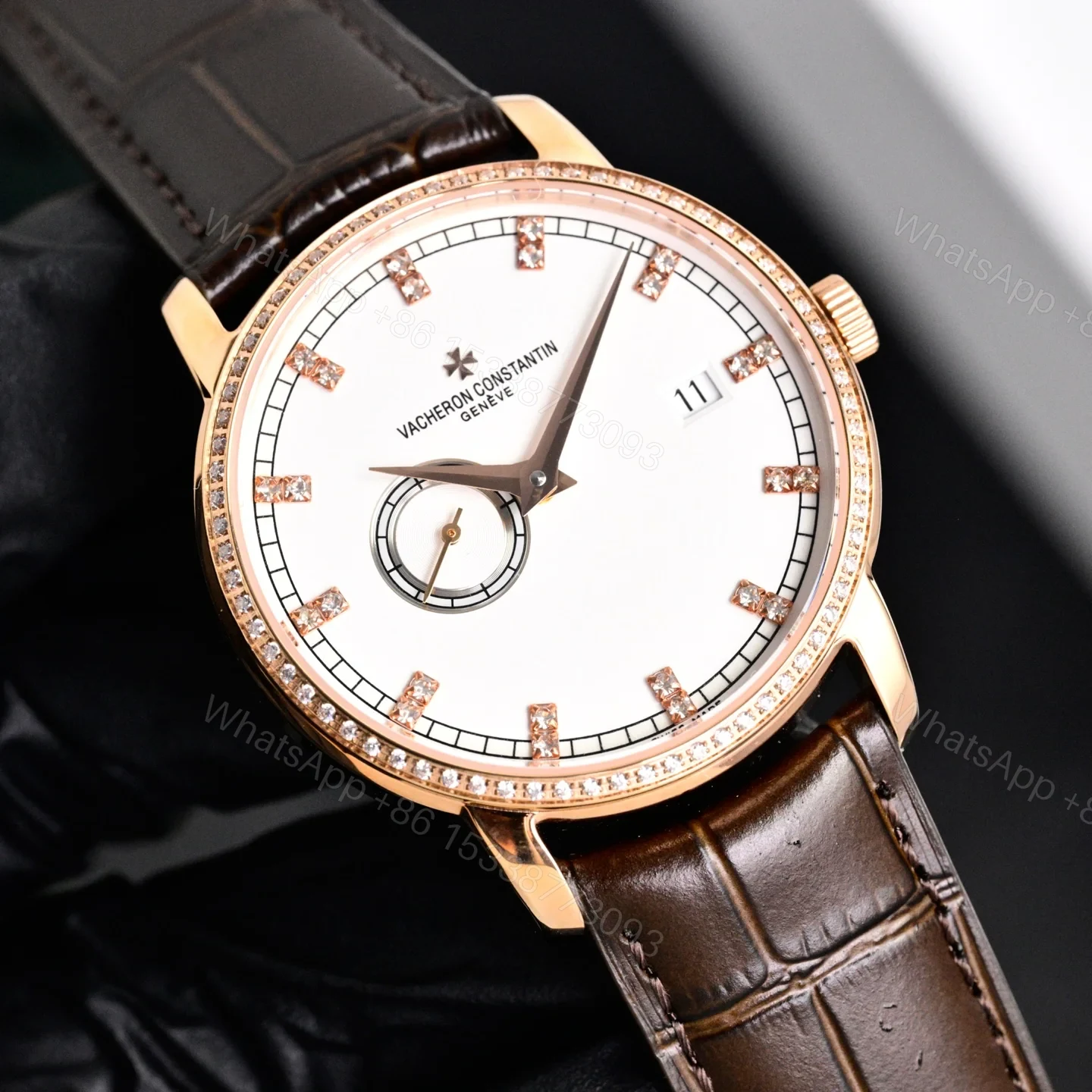 View 5 of Vacheron Constantin Traditionnelle Small Seconds Men’s Watch – 18K Rose Gold Diamond Bezel 82572/000R-9604