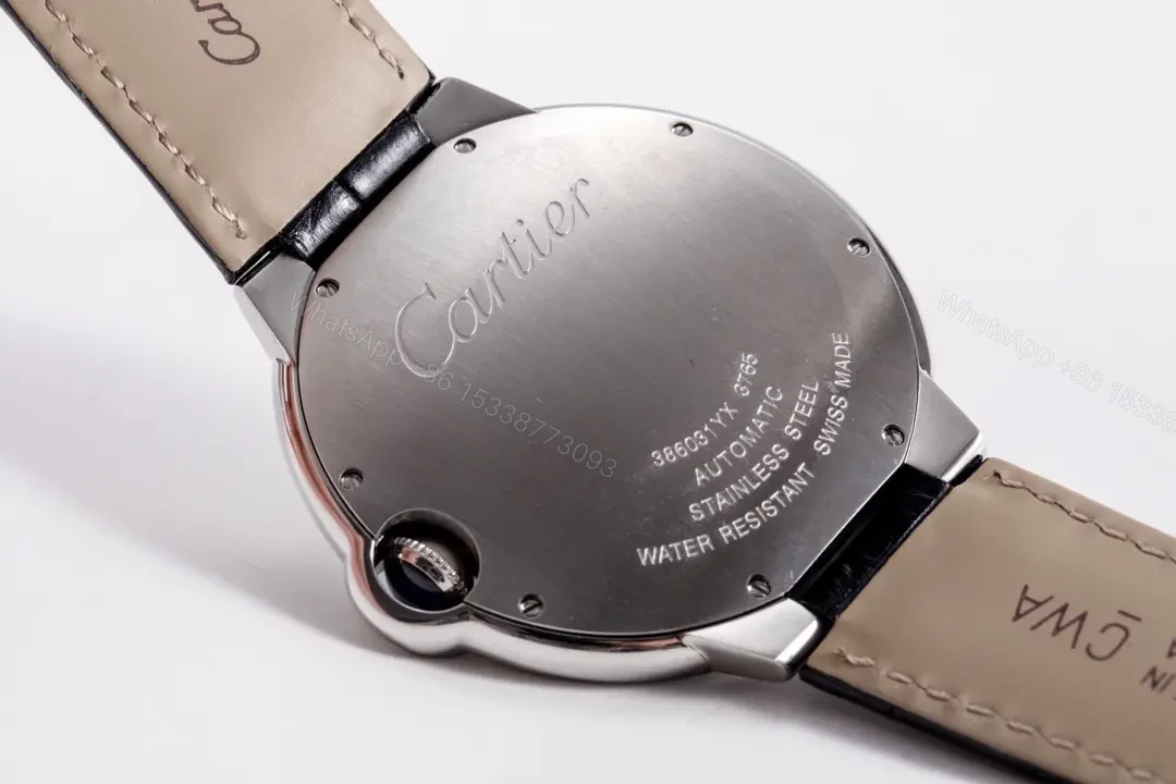 View 9 of Cartier Ballon Bleu 42mm Stainless Steel Automatic Watch with Black Dial and Black Alligator Leather Strap