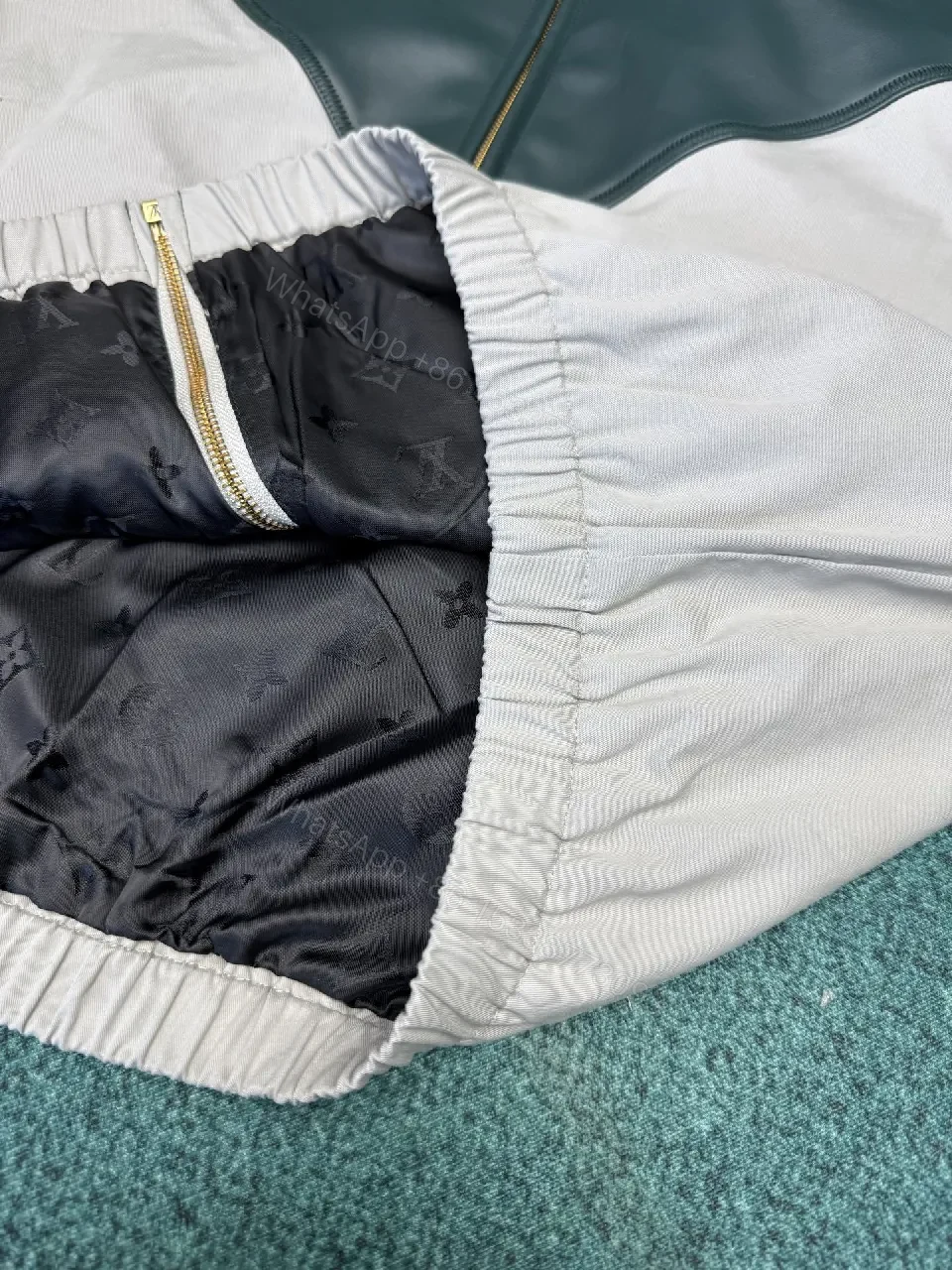 View 2 of Colorblock PU & Nylon Track Jacket - Modern, Luxe Appeal