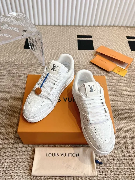 View 4 of Sleek Monogram-Accent White Sneakers: Luxury Comfort Sneakers