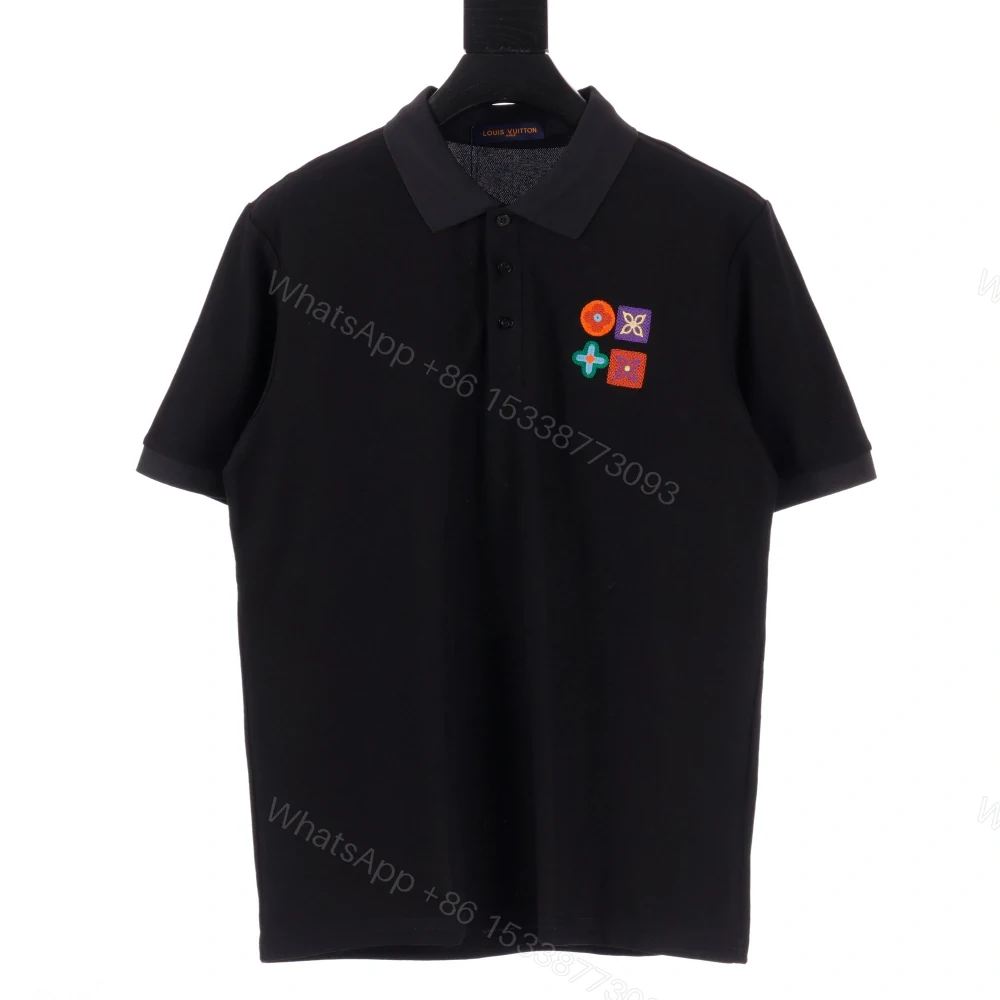 高仿LV*SS23系列1AFR0037彩標刺繡POLO衫黑色 — view 1