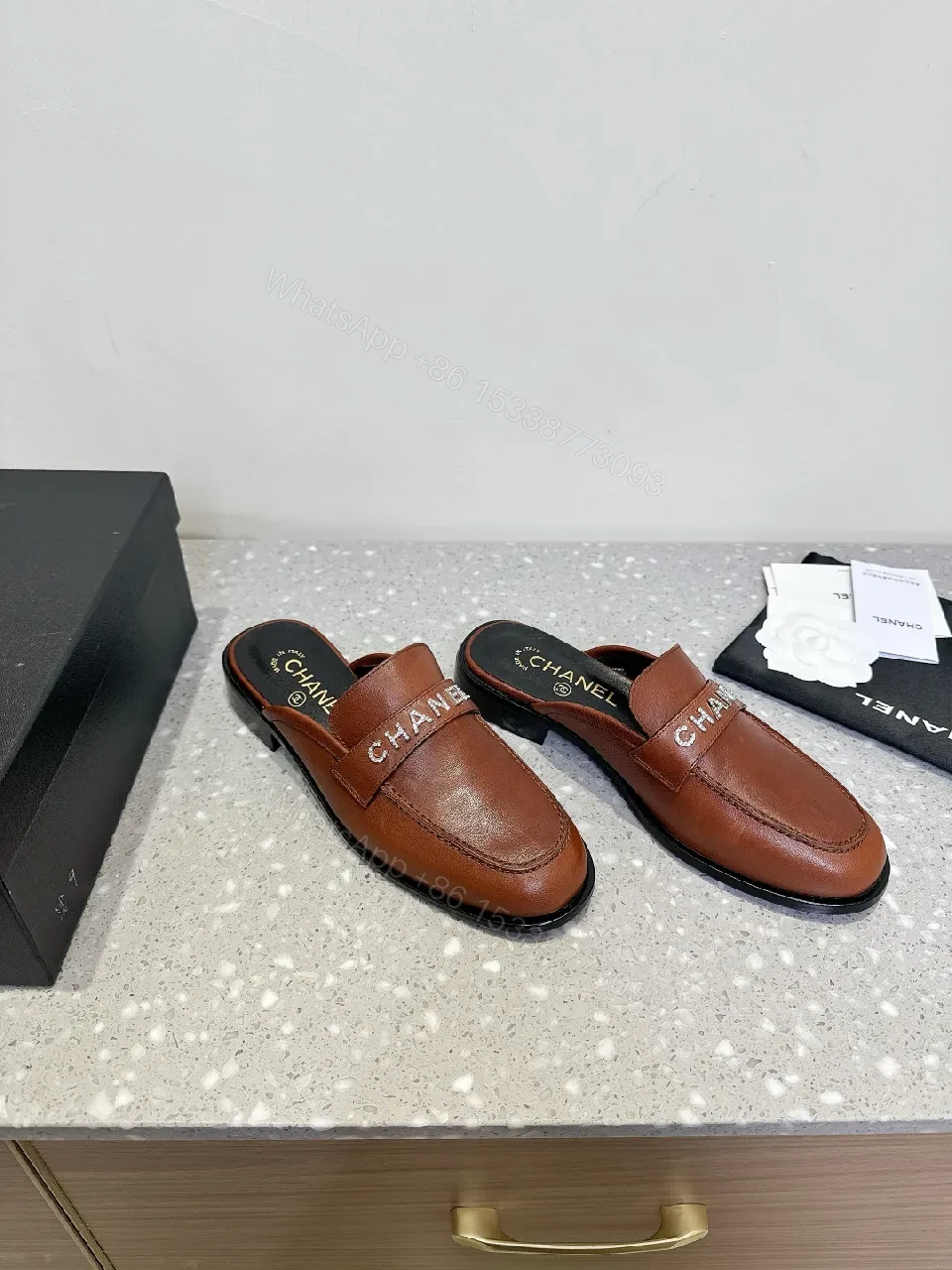 View 2 of Brown Leather Mules — Subtle Designer-Inspired Luxury Slip-Ons
