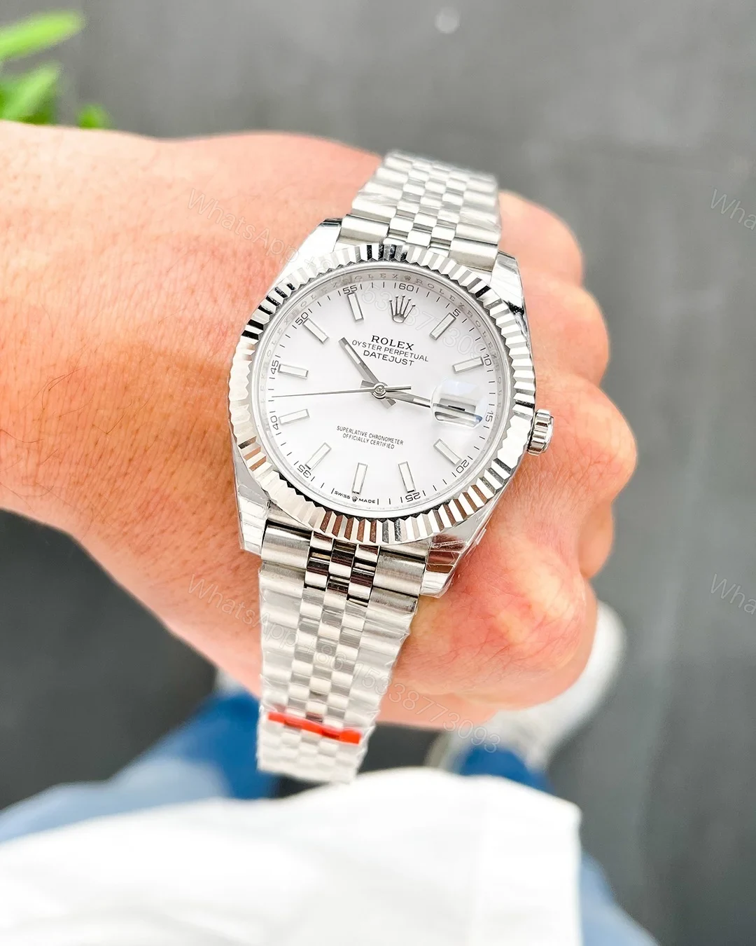 View 3 of Replica Rolex Datejust White Dial 126334 Jubilee Flutted 41 mm