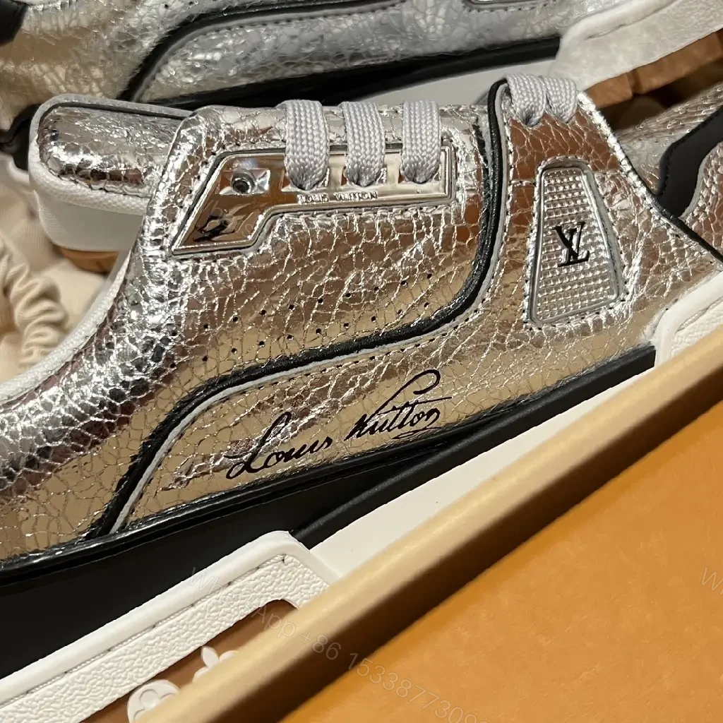 View 6 of Metallic Textured Sneaker: LV-Inspired Luxury Comfort Shoes