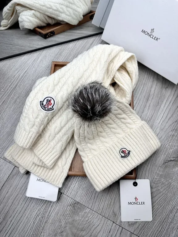 View 5 of Cozy Cable Knit Scarf & Beanie Set â€” Premium Moncler Luxury Knit