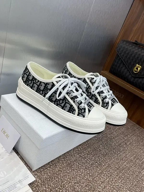 Black Denim Dior-Style Platform Sneakers — view 1