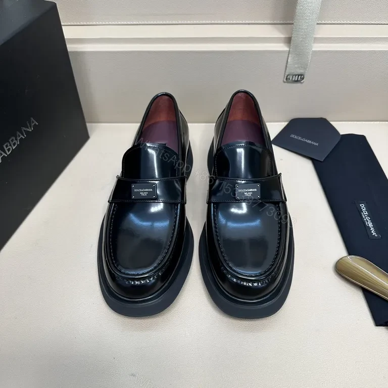 Lux Polished Leather Loafers with Subtle Hardware Elevation — view 1