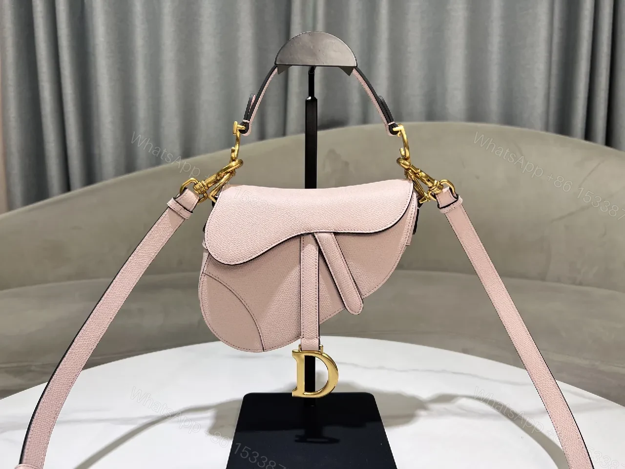 View 2 of Soft Pink Saddle Bag – Luxe Everyday Leather