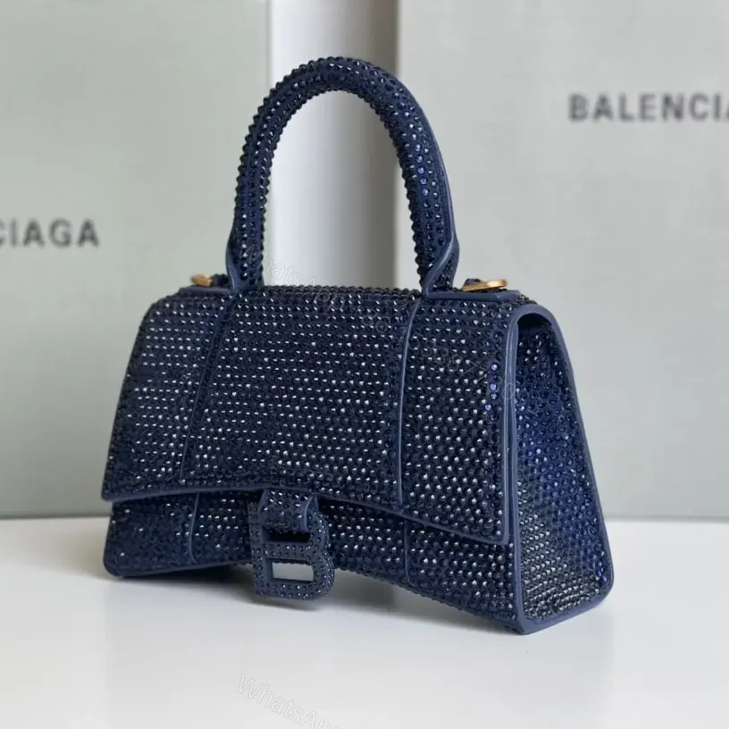 View 8 of 高仿Balenciaga*Hourglass系列沙漏包滿鑽深藍色XS