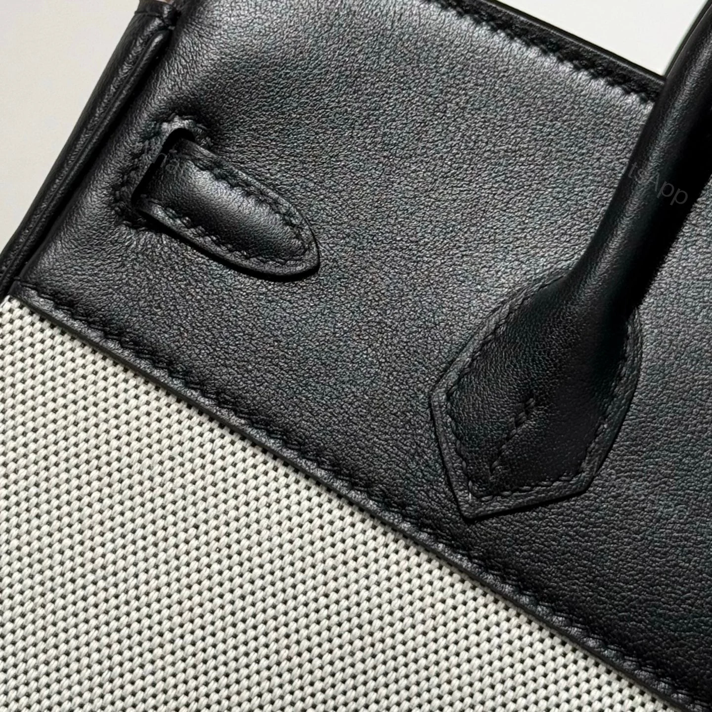 View 4 of HERMES BIRKIN 25CM IN BLACK SWIFT WHITE TOILE CANVAS (CUSTOM-MADE)