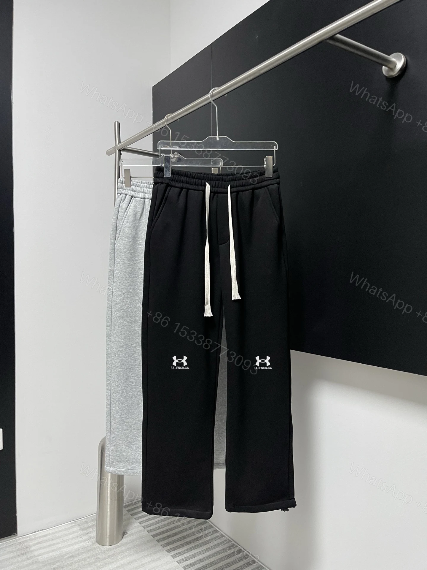 Balenciaga A貨聯名風運動休閒褲 黑白撞色織帶潮流版型 — view 1