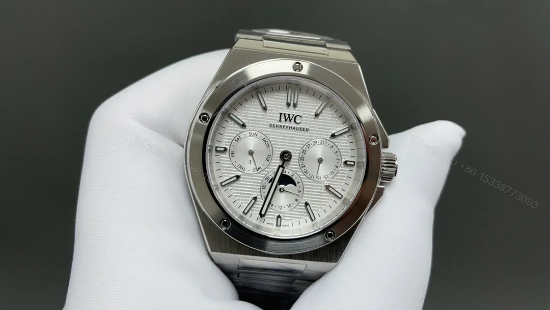View 3 of IWC Ingenieur Perpetual Calendar Replica 42MM Premium White Dial Steel Bracelet Edition RG-IWC-INGENIEUR-PC-42