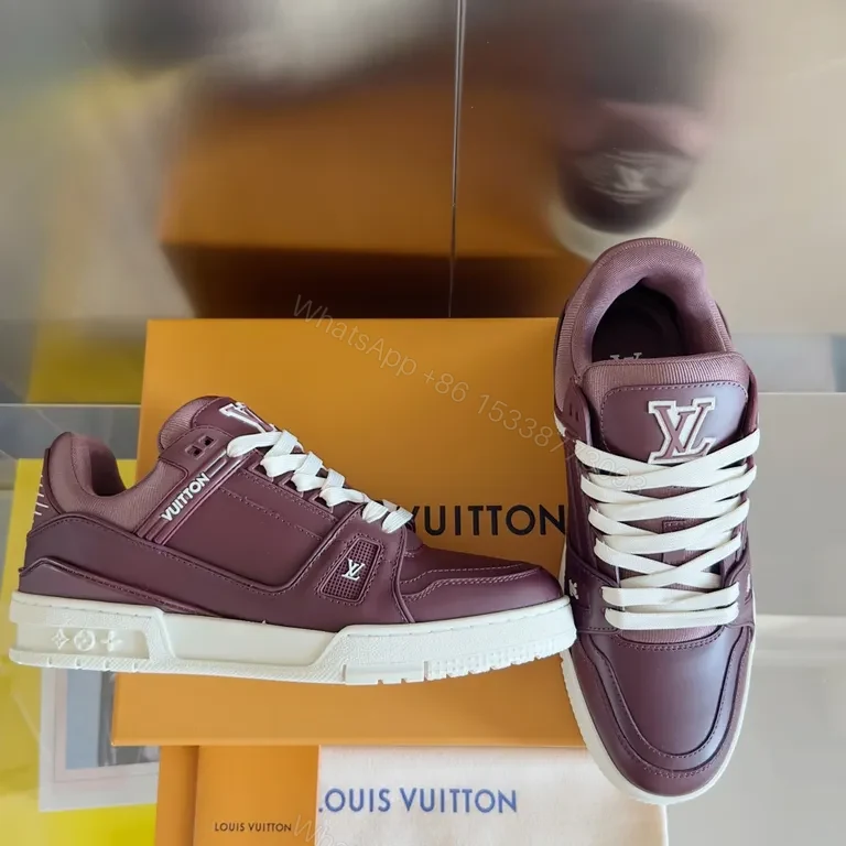 View 5 of Plum Luxe High-Tops: Premium Leather Sneakers with LV-Inspired Detail