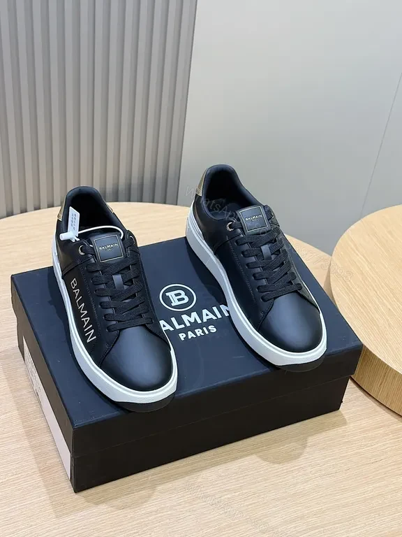 View 9 of Black Leather Low-Top Sneaker â€” BALMAIN Luxury Comfort