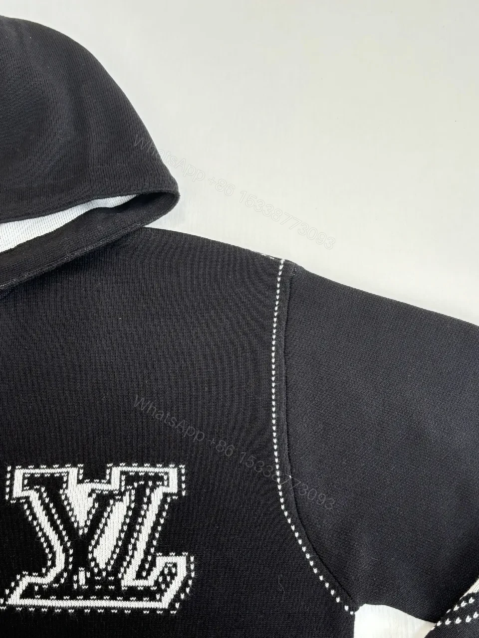 View 5 of Oversized Zip Hoodie: Black Fleece, Gold Zipper, Luxe Monogram