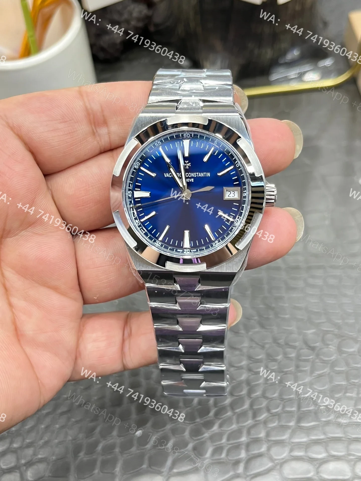 View 2 of Super Clone Vacheron Constantin Overseas 4500V/210A-B128 – Stainless Steel Blue Dial Watch