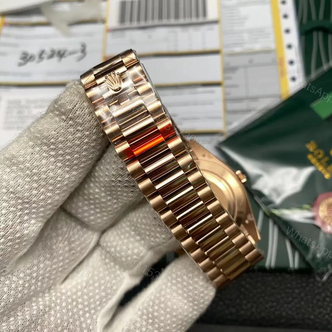 View 9 of Super clone Replica Day Date Rose Gold Green Dial