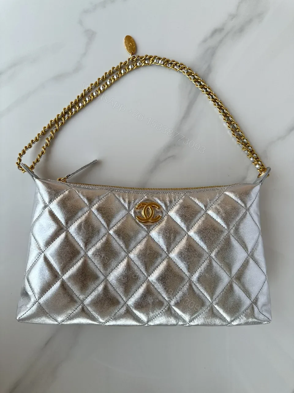 View 5 of Metallic Quilted Chain Bag: Modern Luxury Everyday Versatility