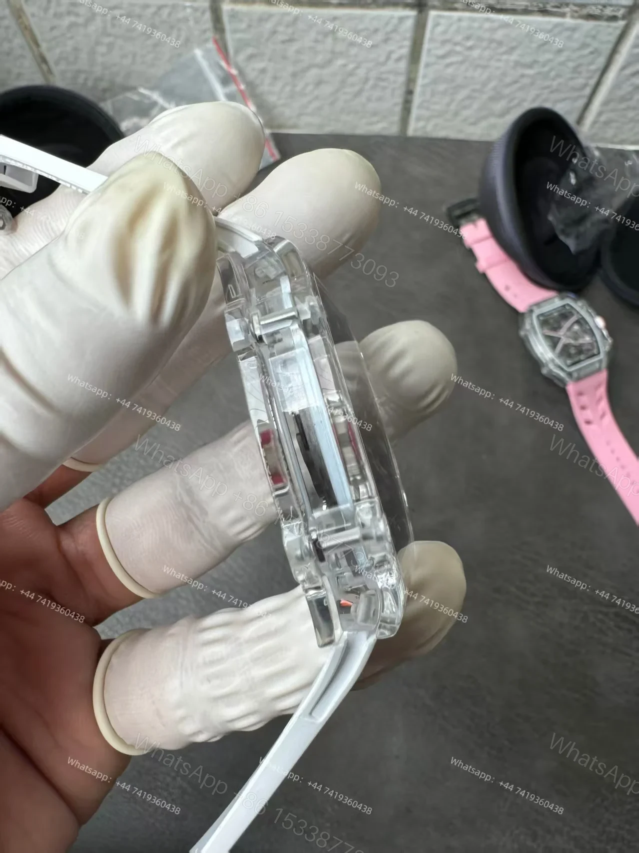 View 10 of Super Clone Richard Mille RM67-02 Sapphire Crystal Skeleton Tourbillon 1:1 Replica Watch with White Rubber Strap