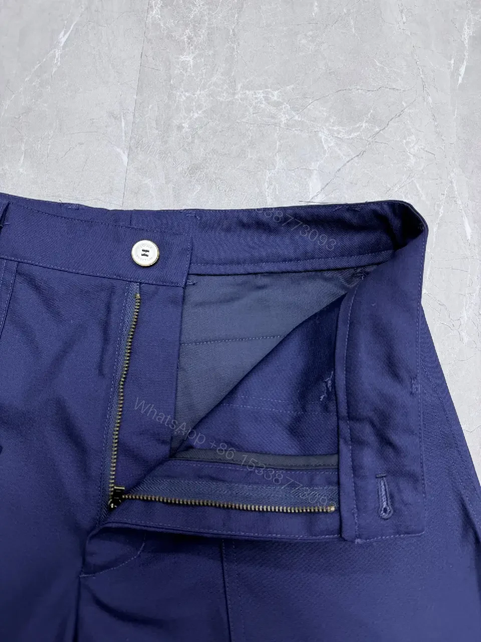 View 3 of Navy Cotton Shorts Casual Louis Vuitton-Style Key Feature Pocketed Short