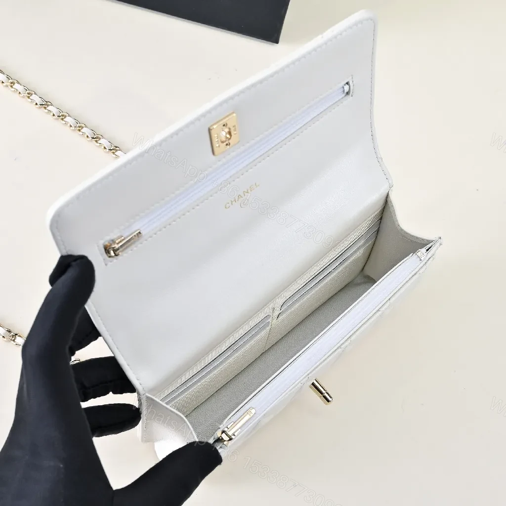View 4 of Quilted Mini Bag: White Calfskin, Gold Chain, Luxe Silhouette