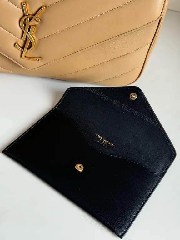 View 5 of Chic Quilted Leather Shoulder Bag with Gold YSL Hardware