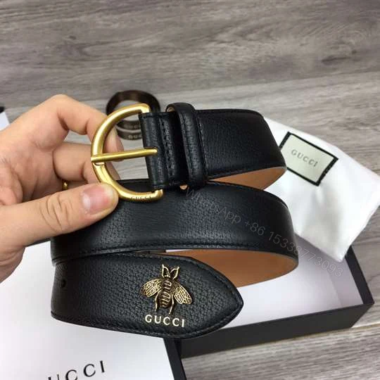View 2 of GUCCI BEE PENDANT LEATHER BELT – B48