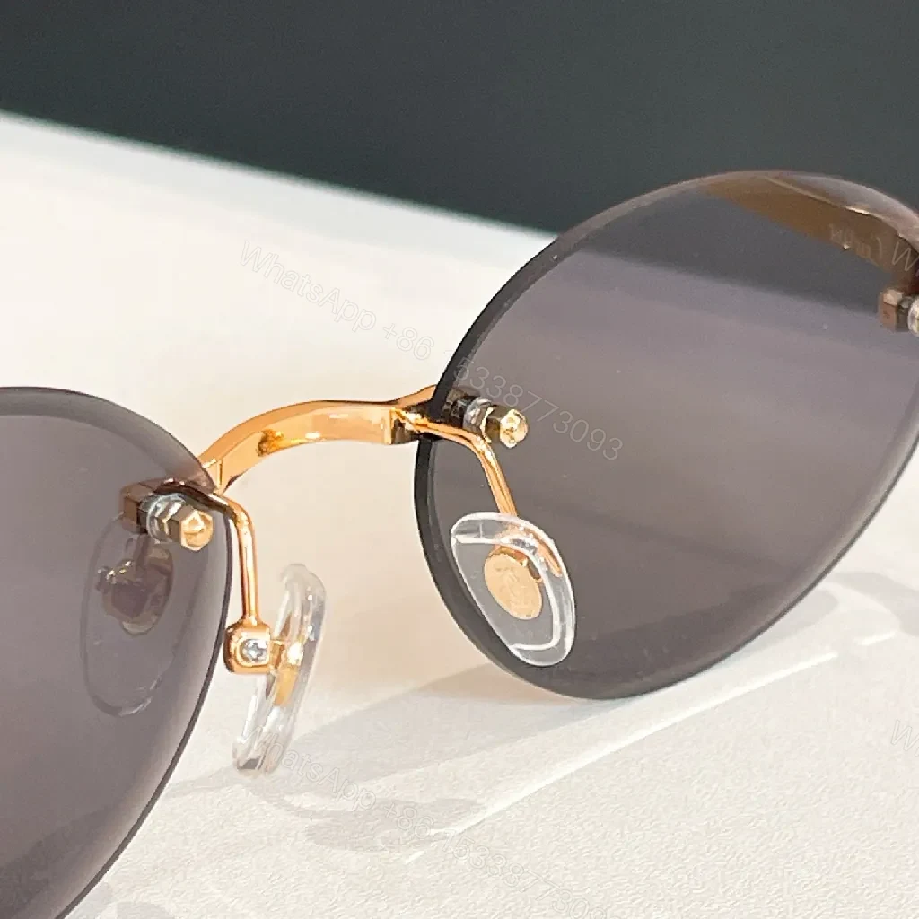 View 7 of Gold-Tone Round Sunglasses with Gradient Lenses, Deluxe Frame, All-Day Comfort