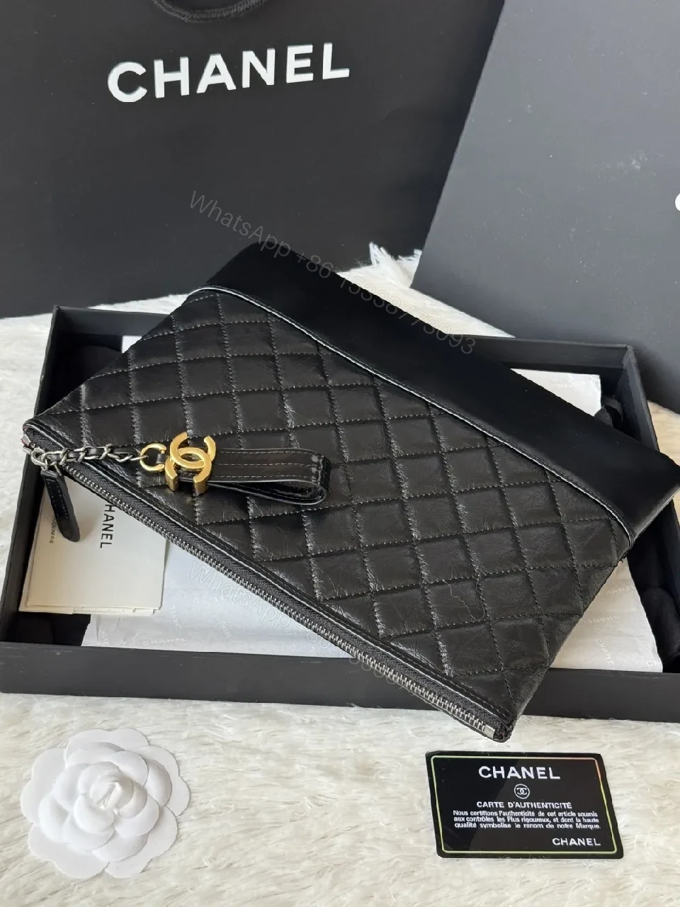 View 8 of Quilted Leather Clutch: Sophisticated, Multi-Use Night Bag