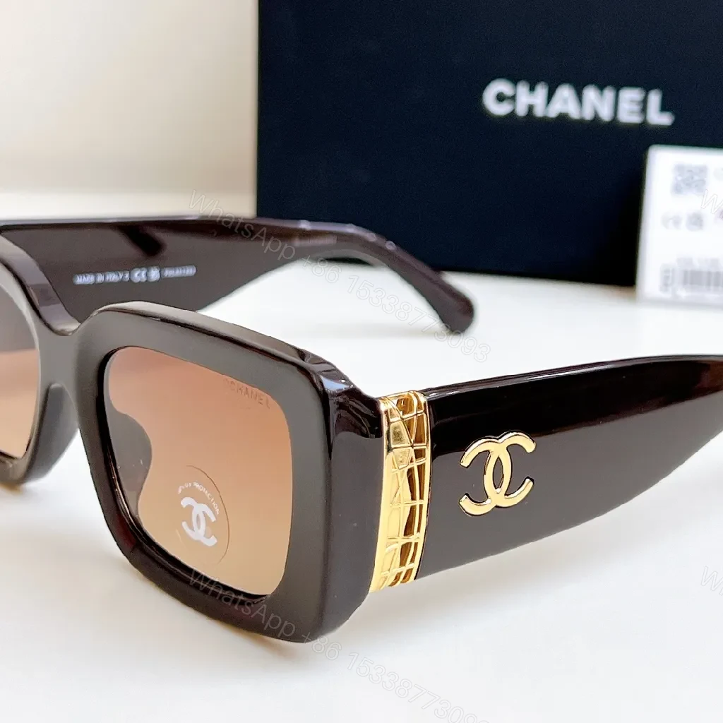 View 4 of Bold Black Leather-Accented Sunglasses with Gold Accents