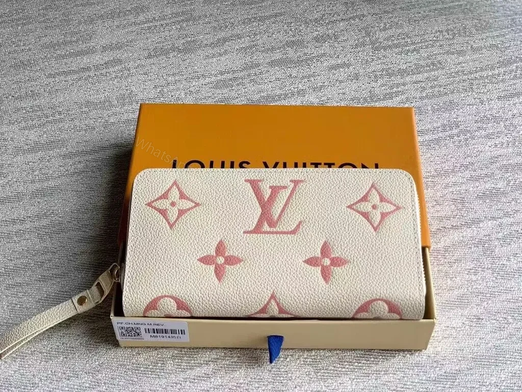 Cream LV Monogram Wallet: Pink Pattern, Compact Organizer — view 1