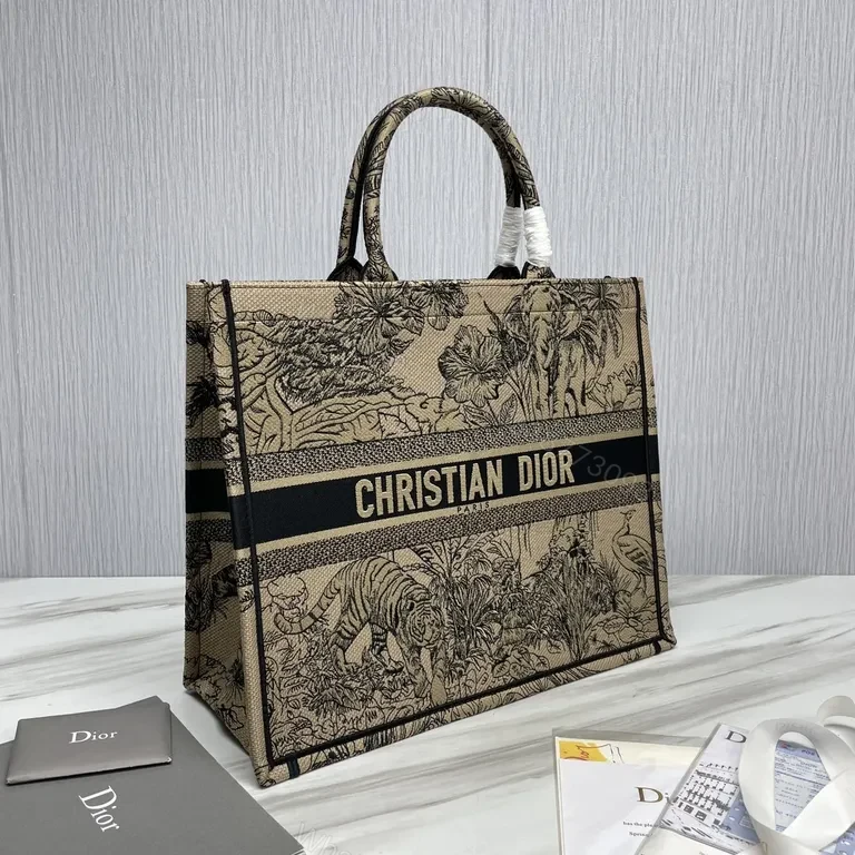 View 4 of Beige & Black Dior-Inspired Botanical Tote: Luxury Everyday
