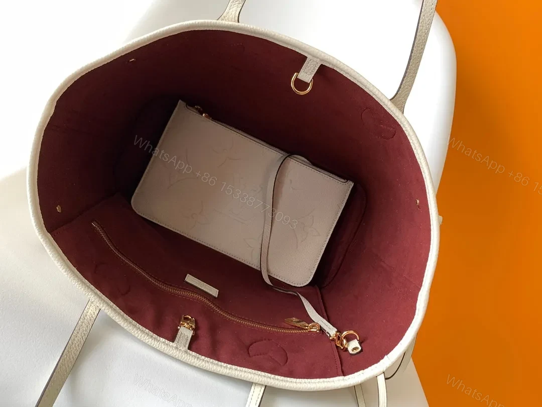 View 2 of LV NEVERFULL MM WHITE MONOGRAM EMPREINTE LEATHER