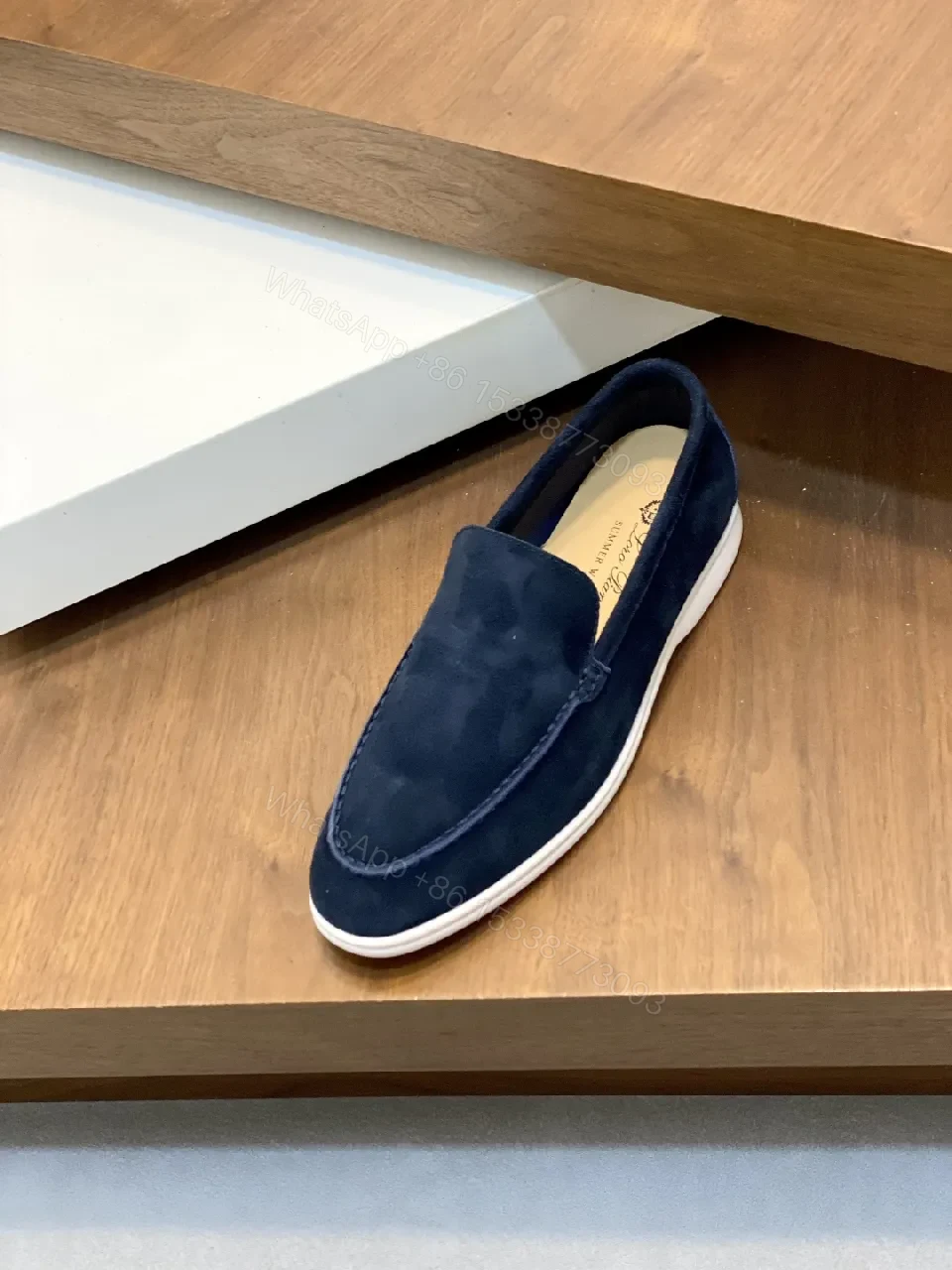 View 8 of Navy Suede Slip-Ons: Textured, Everyday Comfort
