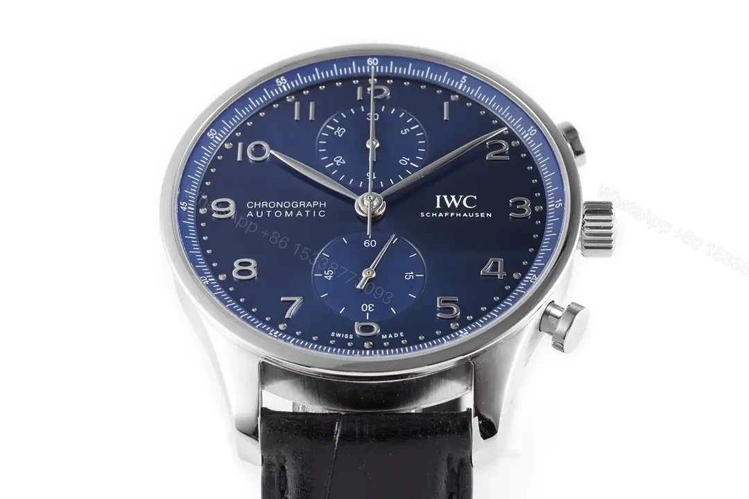 View 2 of IWC 150th Portugal Chronograph Blue Dial Black Leather Strap Ultimate 40MM IWC-PORT-150-CHR-BLU40