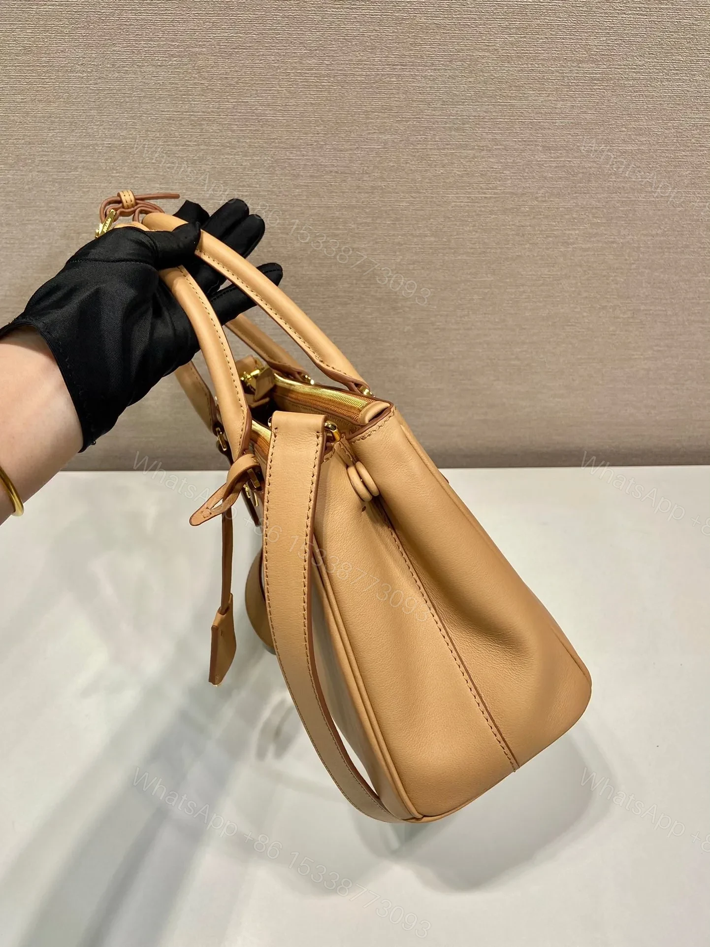 View 4 of GALLERIA TOP HANDLE BAG 32 IN OFF WHITE SAFFIANO LEATHER