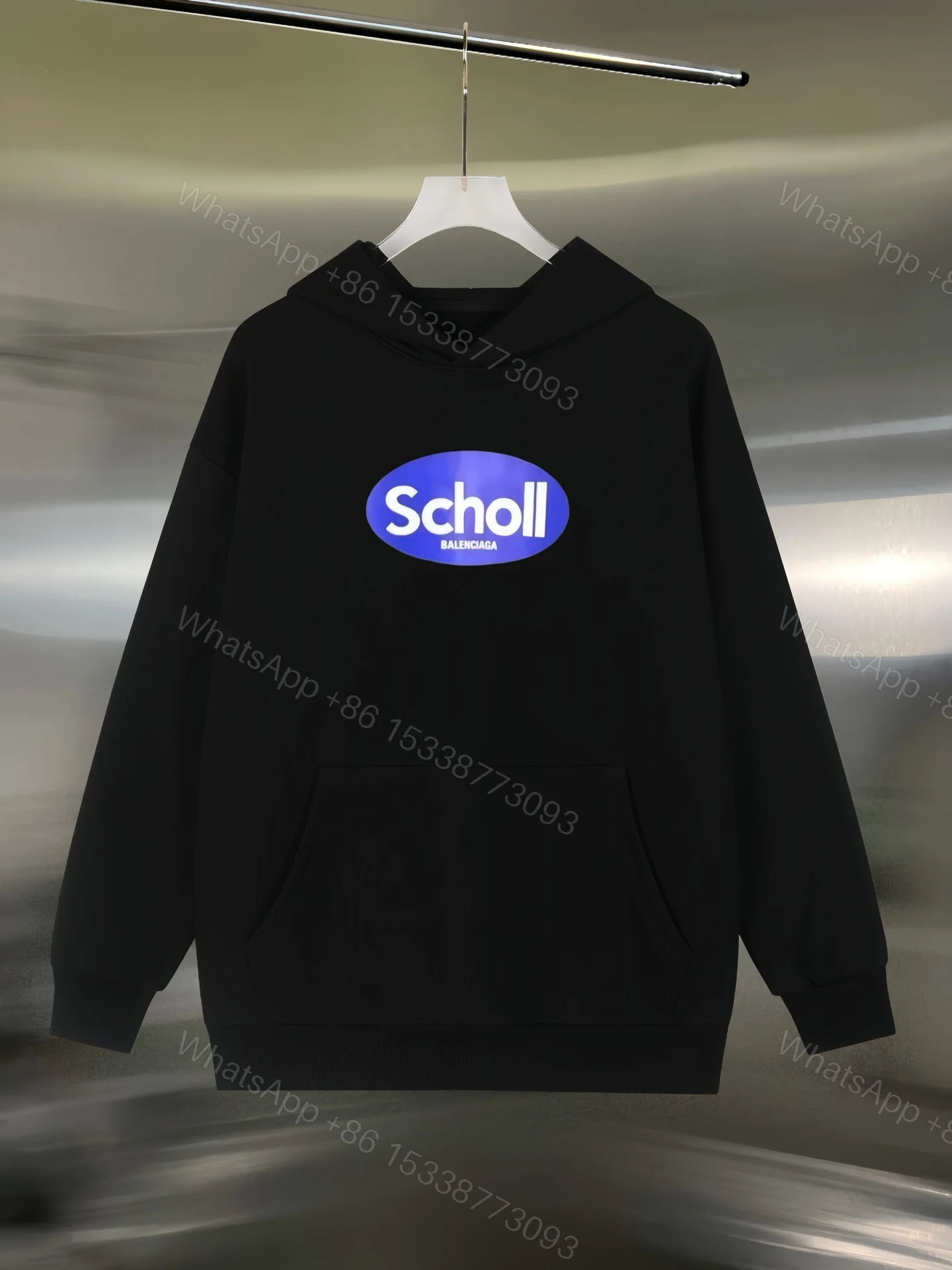 Balenciaga高仿連帽衛衣男士黑色復古Logo印花街頭風款式 — view 1
