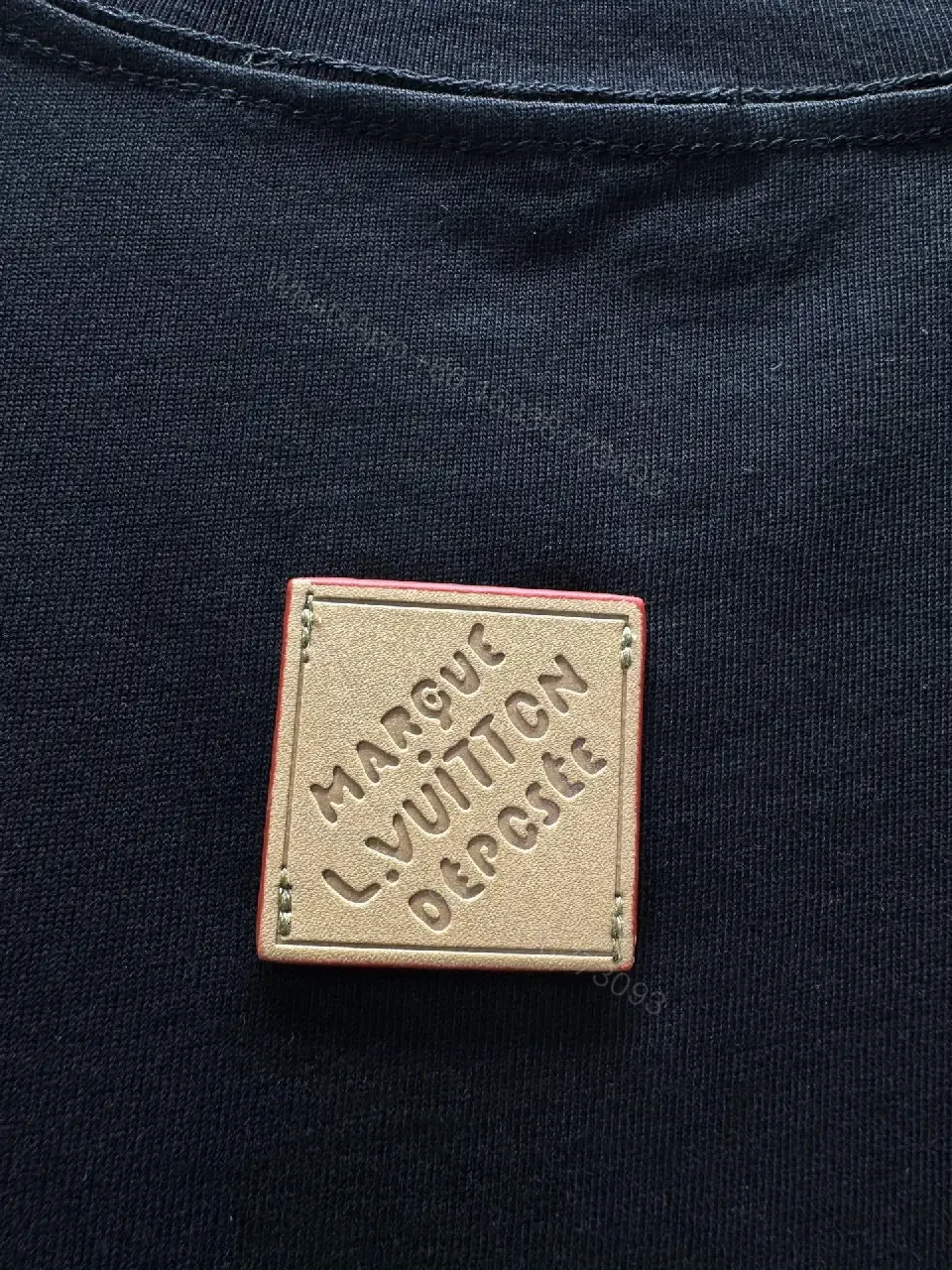View 2 of Black Cotton Tee – Minimalist LV.M. Studio Detail, Unisex