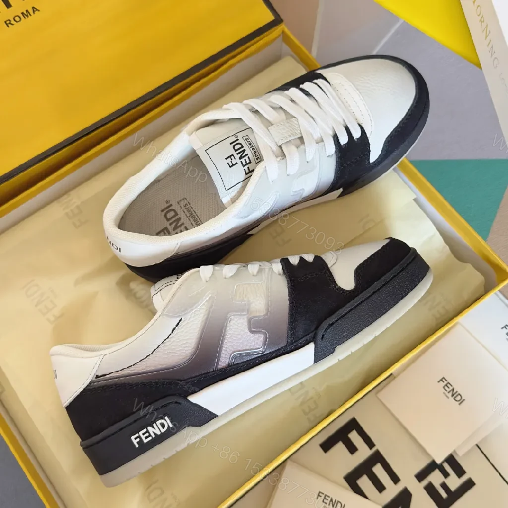 Bold Black-White Leather Trainers with Luxury Accents — view 1