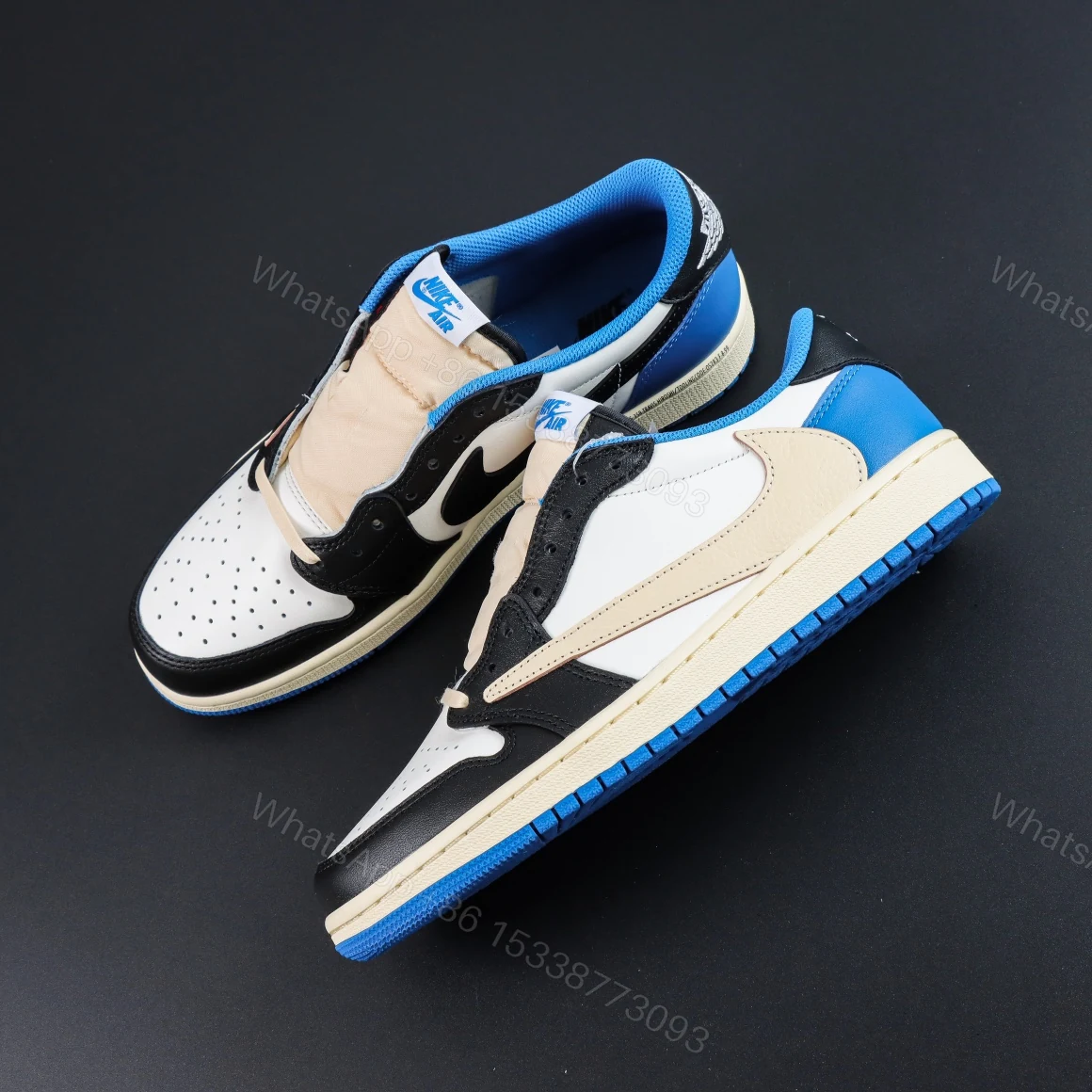 View 7 of Travis Scott Fragment Design Jordan 1 Reps Low​